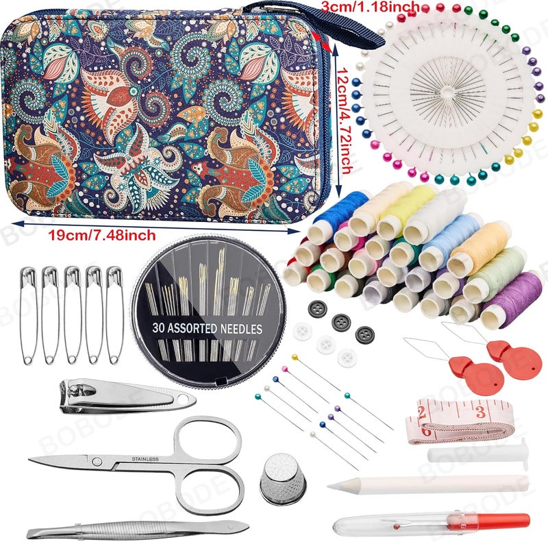 Bobode 130 PCS Paisley Printing Sewing Kit with All Sewing Supplies Accessories, Professional & Travel Sewing Set for Adults, Emergency Home Use - Image 2